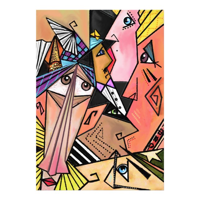 Impression Photo Visages Abstraits - Humeurs - Cubisme Peinture Por (Devant)