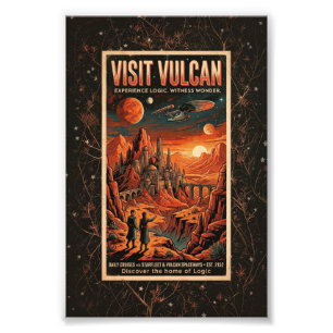 Impression Photo Visitez Vulcan - Affiche de voyage galactique rétr