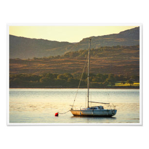 Impression Photo Voilier amarré au coucher du soleil (baie de Kenma