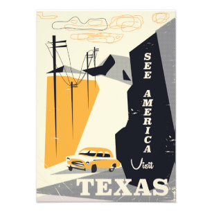 Impression Photo Voir l'Amérique - Affiche de voyage vintage Texas