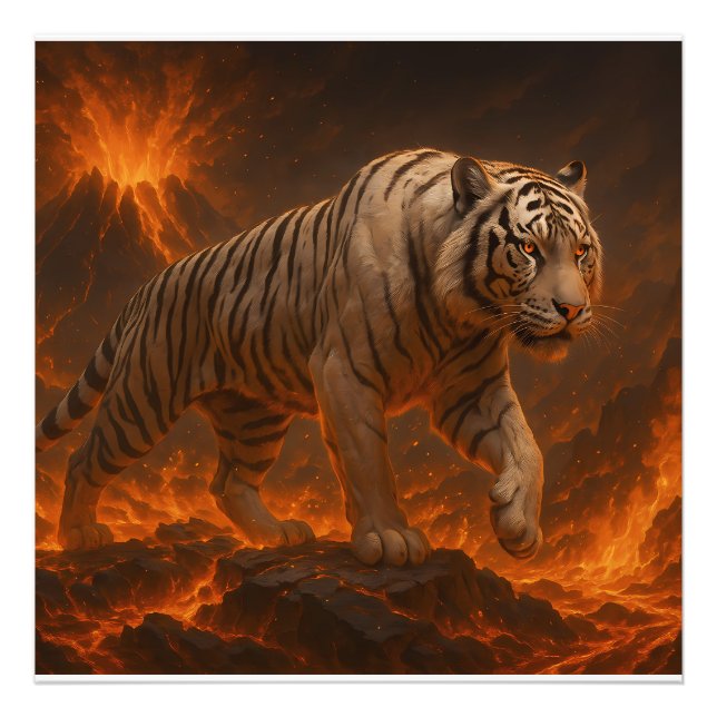Impression Photo Volcanic White Tiger Premium Wall Art – Fine Art C (Devant)