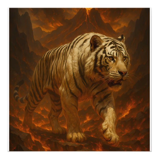 Impression Photo Volcanic White Tiger Premium Wall Art – Fine Art C (Devant)