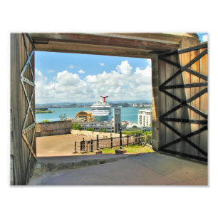 Impression Photo Vue des portes ouvertes pour le port avec bateau d