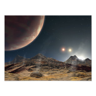 Impression Photo Vue d'une lune hypothétique en orbite