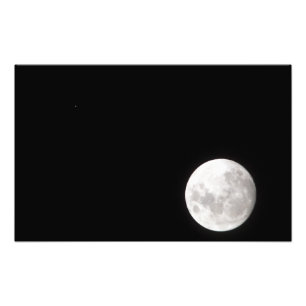 Impression Photo Vue d'une pleine lune, montre aussi Mars
