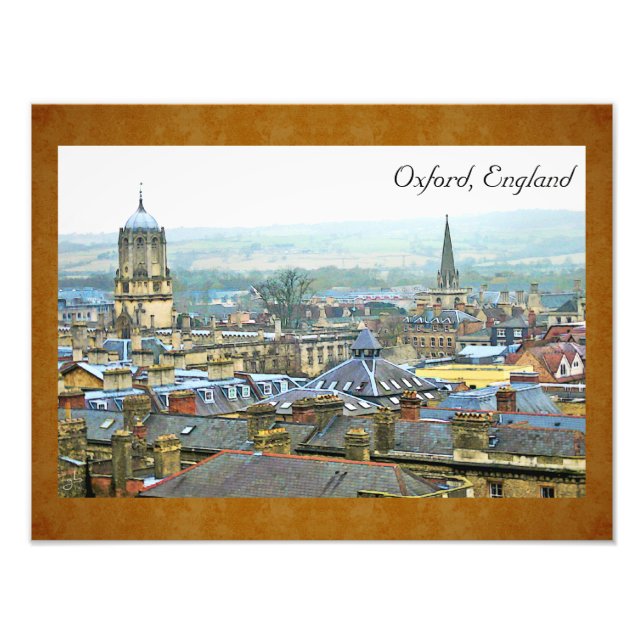 Impression Photo Vue fantastique, Oxford, Angleterre, Top 4 du toit (Devant)