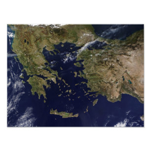 Impression Photo Vue satellite de la Grèce et de la Turquie