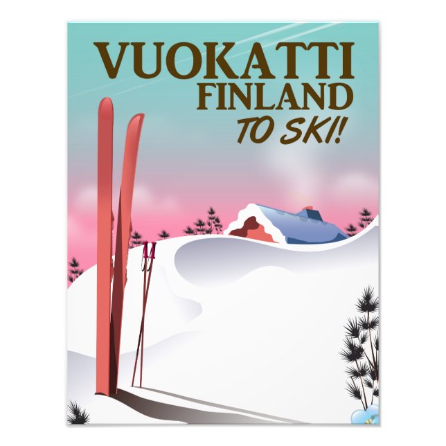 Impression Photo Vuokatti Finlande affiche ski (Devant)