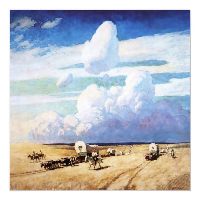Impression Photo "Wagons couverts" Art occidental par NC Wyeth (Devant)