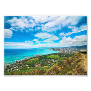 Impression Photo Waikiki, Hawaii du sommet du cratère Diamond Head