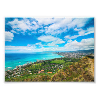 Impression Photo Waikiki, Hawaii du sommet du cratère Diamond Head