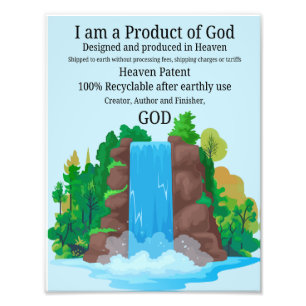 Impression Photo Wall Art - Cascade. Je suis un produit de Dieu.