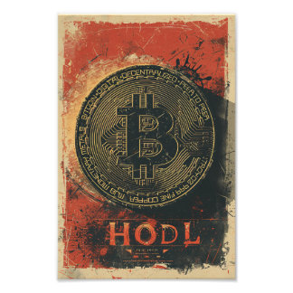 Impression Photo Washed Bitcoin hodl crypto blockchain