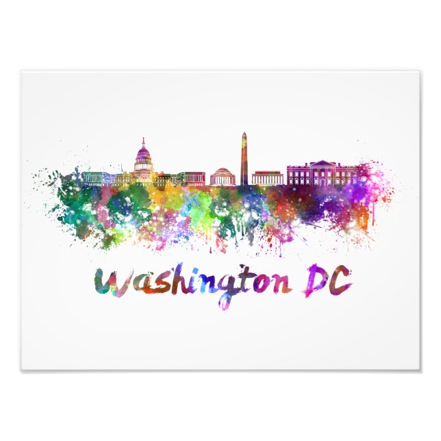 Impression Photo Washington DC skyline in watercolor (Devant)