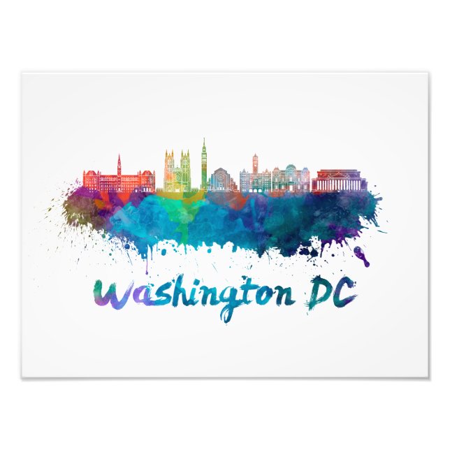 Impression Photo Washington DC V2 skyline in watercolor (Devant)