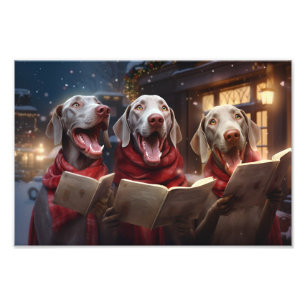 Impression Photo Weimaraners Noël Caroling Festive Vacances