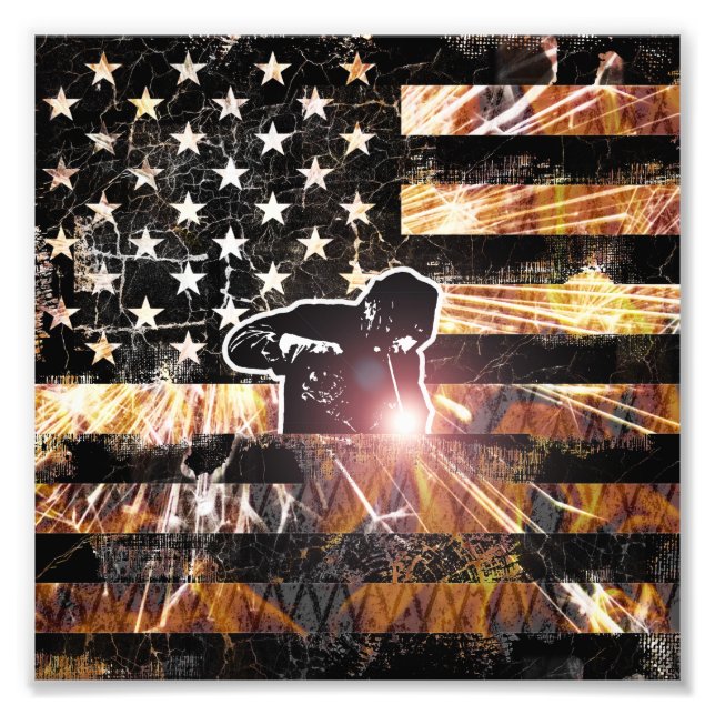 Impression Photo Welding Flag Sparks and Flames (Devant)