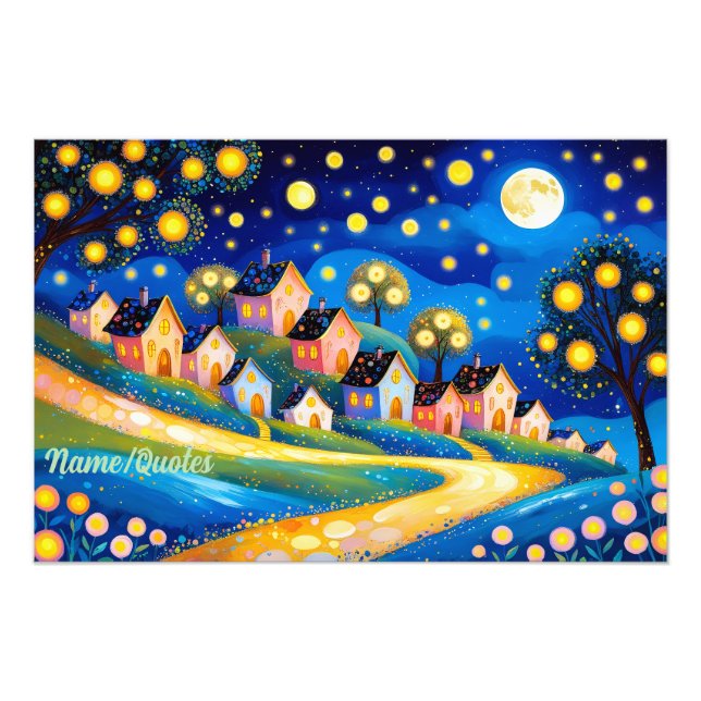 Impression Photo Whimsical Village Under the Stars (Devant)