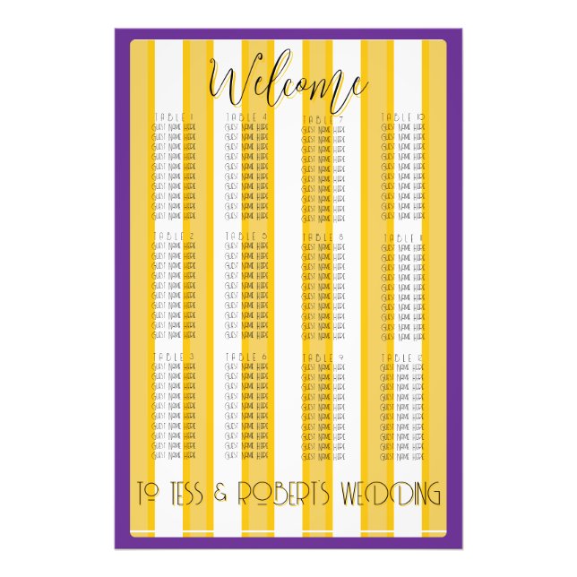 Impression Photo White and Yellow Stripes & Purple Trim  (Devant)