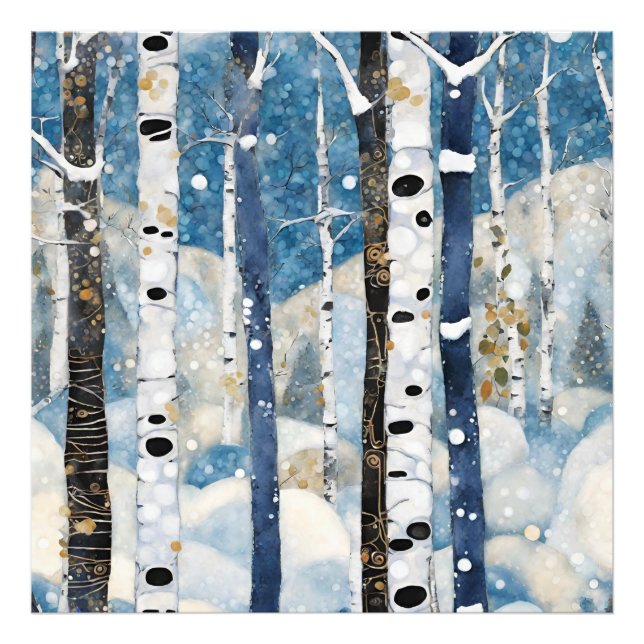 Impression Photo White Blue Winter Woods (Devant)