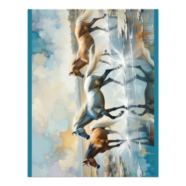 Impression Photo Wild Horses watercolor (Devant)