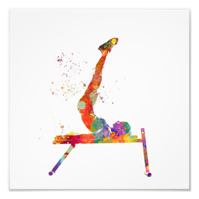 Impression Photo Woman practices fitness in watercolor (Devant)