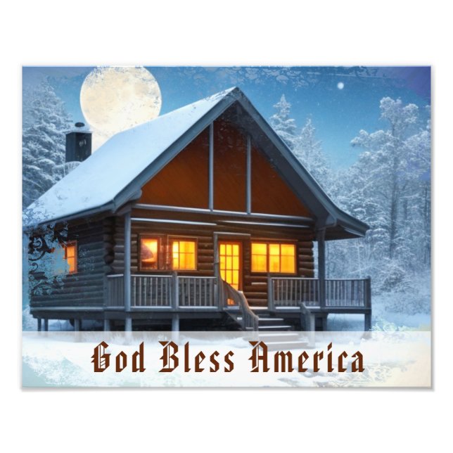 Impression Photo *~* Woods Patriotic Cabine Night Moon AP49 (Devant)