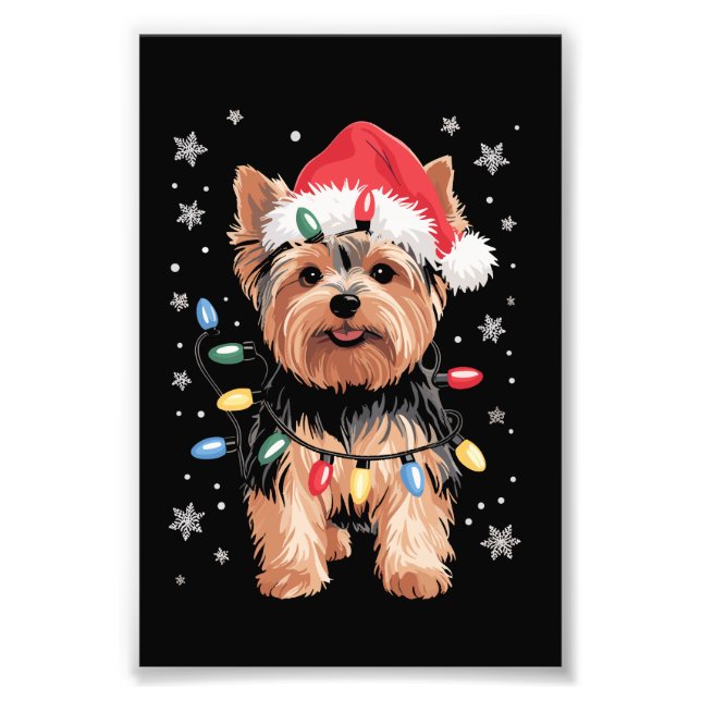 Impression Photo Yorkie Christmas Chien Long Noël Cadeau (Devant)