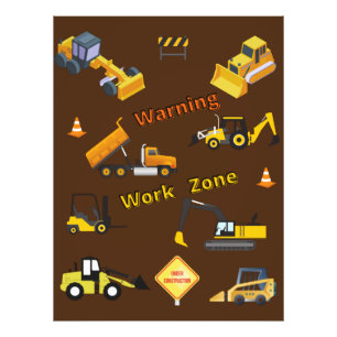 Impression Photo Zone de travail d'avertissement de construction