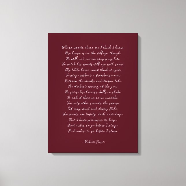 Impression poème personnalisée sur une toile (Recto)
