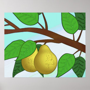 Impression "Poires sur une branche" avec bordure