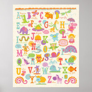 Impression pour nurserie de fille avec alphabet an