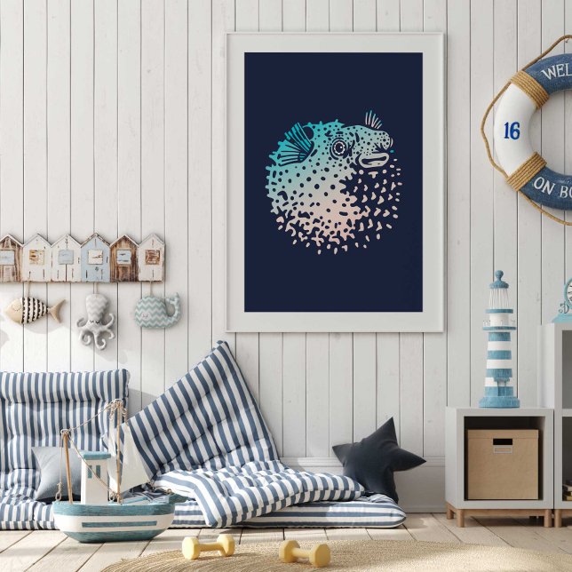 Impression Puffer Fish | Impression murale de tune (Puffer Fish Ocean Wall Art Poster Print by TinkPrints.)