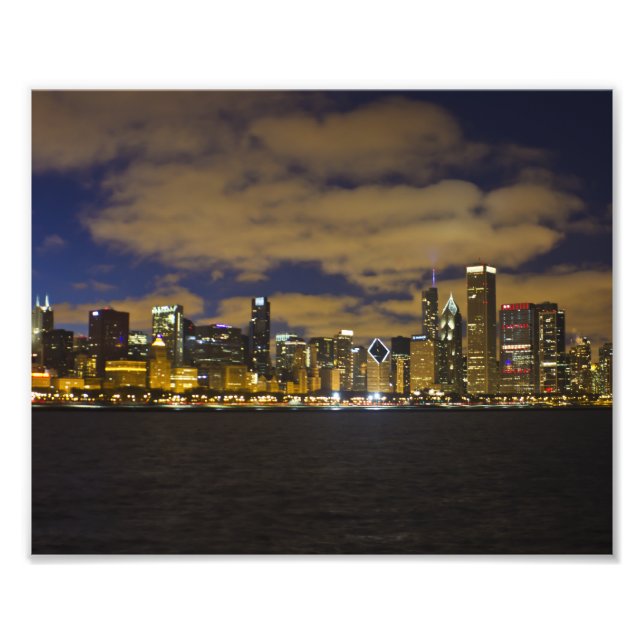 Impression Skyline de nuit de Chicago (Devant)