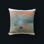 Impression, Sunrise 1872 Claude Monet Throw Pillow<br><div class="desc">Oscar-Claude Monet (UK: /ˈmɒneɪ/, US: /moʊˈneɪ, məˈ-/, French: [klod mɔnɛ]; 14 November 1840 – 5 December 1926) was a French painter and founder of impressionist painting who is seen as a key precursor to modernism, especially in his attempts to paint nature as he perceived it.[1] During his long career, he...</div>