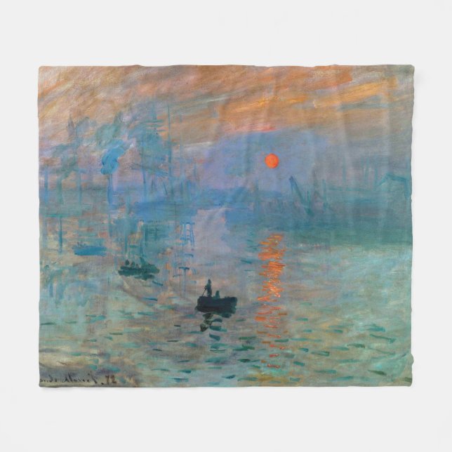 Impression Sunrise by Claude Monet Fleece Blanket (Front (Horizontal))