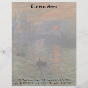 Impression Sunrise by Claude Monet, Vintage Art Letterhead