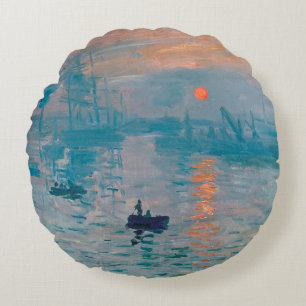 Impression Sunrise claude monet impressionist Round Pillow