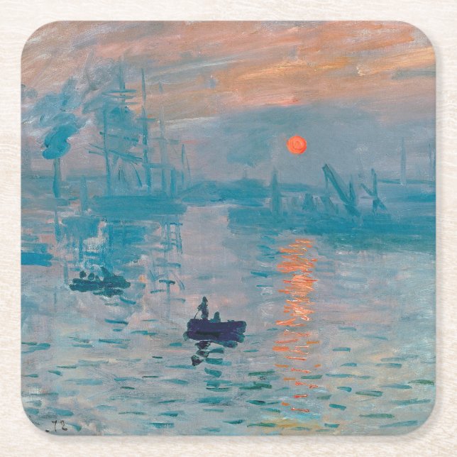 Impression Sunrise claude monet impressionist Square Paper Coaster (Front)