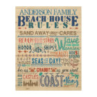 Beach House Rules Family Cottage Sign Nom personna