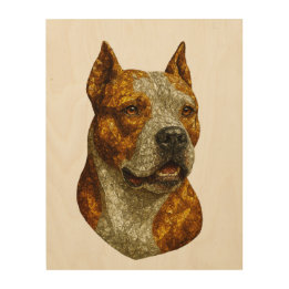 Impression Sur Bois Portrait de chien Pitbull