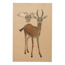 Toile en bois d'ANTILOPE et de HIBOU