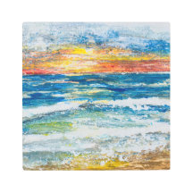 Impression sur métal - Coucher de soleil sur les v