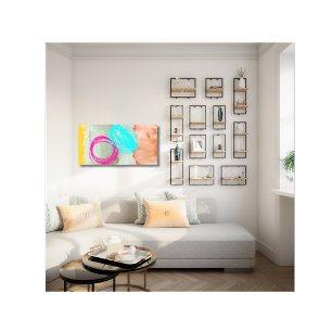 Impression sur toile abstraite moderne bleue rose