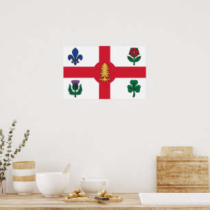 Impression sur toile avec le drapeau de Montréal,