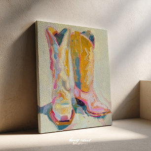 Impression sur toile Bottes de Cowgirl Ouest améri