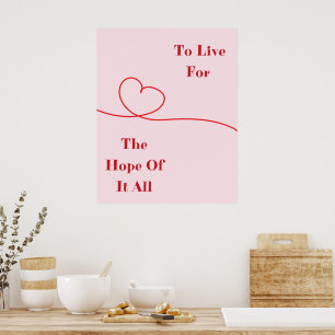 Impression sur toile Citation Espoir Cœur Rose
