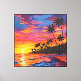 Impression sur toile Coucher de soleil tropical