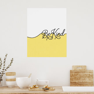 Impression sur toile cursive jaune et blanc Soyez