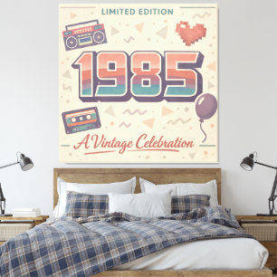Impression sur toile d'anniversaire vintage 1985 –